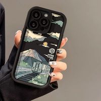 Coque de téléphone portable antichoc en TPU avec impression d'illustration de train et style objectif d'appareil photo pour iPhone 11 12 13 14 15 16 17 18 Pro Max