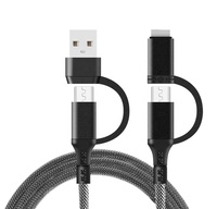 Cable Trenzado de Nailon 4 en 1 de 60 W, Adaptador de Corriente Rápido con 3 Puertos USB C de Carga Rápida de 60 W, Cables para Computadora Tipo C, Cable de Carga para Teléfono Tipo C