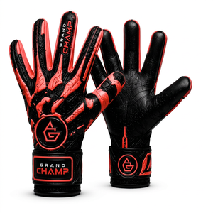 Gants de gardien de but de football professionnels personnalisés pour usage officiel en extérieur, avec protection des doigts en cuir et caoutchouc, antidérapants, noirs - Product Image 1