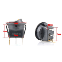 Interruptor de Luz para Automóvil, Interruptor Basculante LED, Soporte de Plástico, 3 Pines, 12 Voltios, Interruptores Redondos de Encendido/Apagado, Control de 12V (Luz Azul)