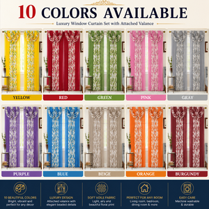 Ensemble <span class=keywords><strong>de</strong></span> rideaux <span class=keywords><strong>de</strong></span> fenêtre transparents à motifs floraux <span class=keywords><strong>de</strong></span> luxe, avec cantonnière, pour salon et chambre, lot <span class=keywords><strong>de</strong></span> 2 - Product Image 3