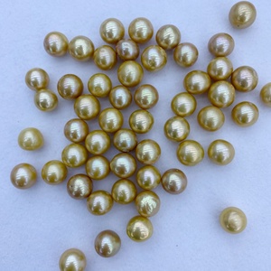 Perlas Naturales de Agua Dulce sin Núcleo, Teñidas en Oro, Grado AAAA, 8-9mm, Redondas, de Alta Calidad, para Decoración de Uñas - Product Image 5