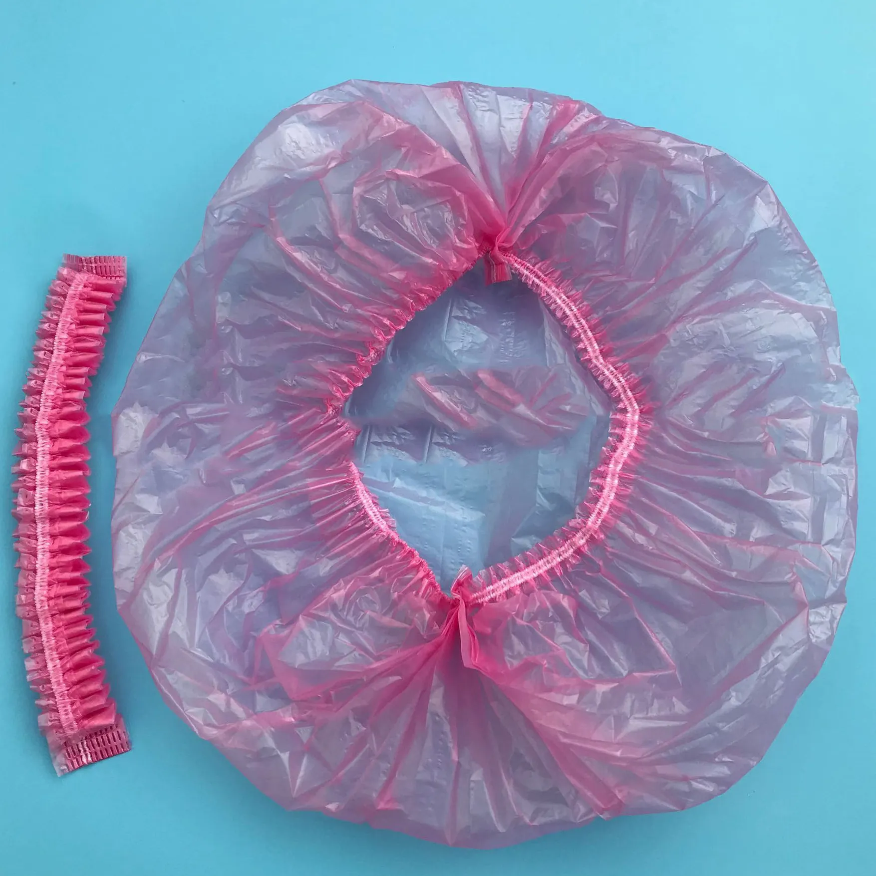Bonnets de douche réglables, bonnets de cheveux en plastique transparent