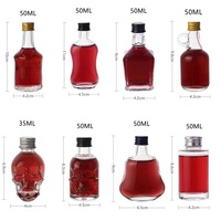 Grosir 30Ml 40Ml 50Ml 100Ml Jelas Mini Minuman Jus Kopi Anggur Wiski Semangat Minuman Keras Botol Kaca