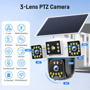 Caméra <span class=keywords><strong>de</strong></span> sécurité solaire 4G PTZ 9MP pour ferme/chantier, 3 objectifs, 3 écrans, vision nocturne couleur, IP66 - Product Image 2