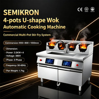 Robot de cuisson IA professionnel 4 pots en forme de U, machine à wok automatique en acier inoxydable 110V/220V pour cuisine de restauration
