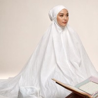 Ensemble de prière Mukena pour femmes, vêtements islamiques modestes en tissu froissé