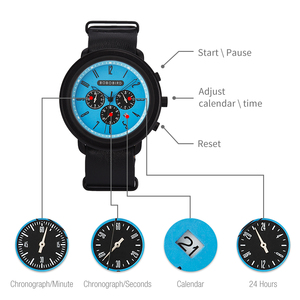 BOBO BIRD Reloj de madera azul de alta calidad Logotipo personalizado de alta calidad 24 <span class=keywords><strong>horas</strong></span> Función completa Banda de cuero impermeable para hombres ODM y OEM - Product Image 2