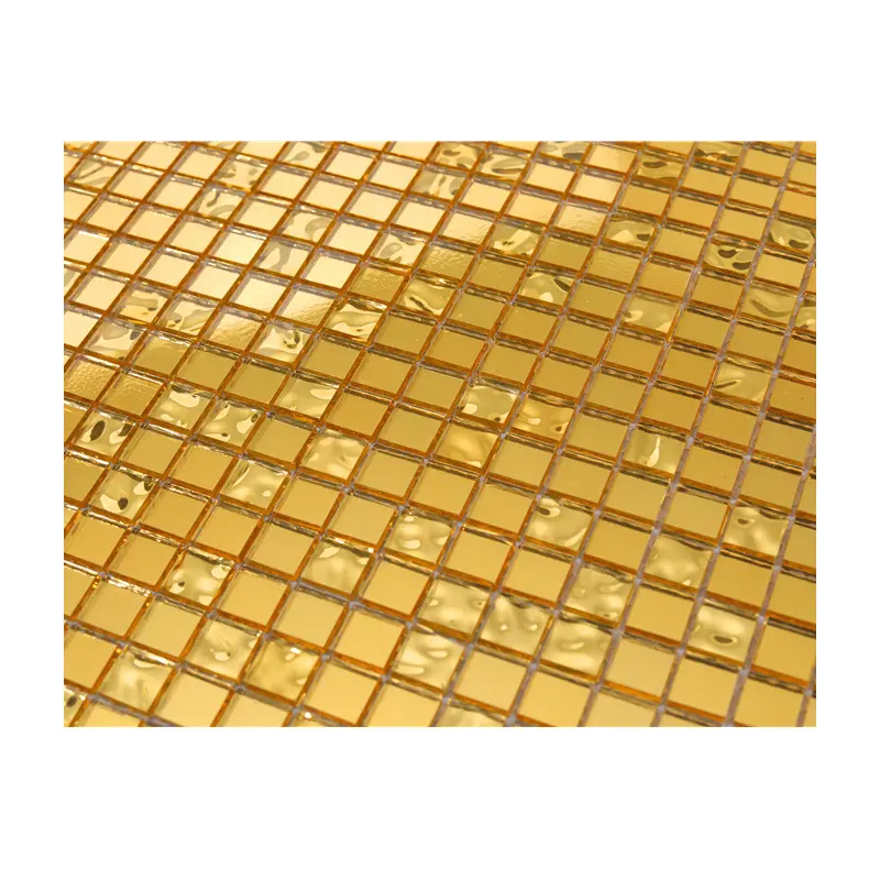 Zf folhas de azulejos mosaico, conjunto de azulejos de mosaico dourado 15x15mm, decoração de parede