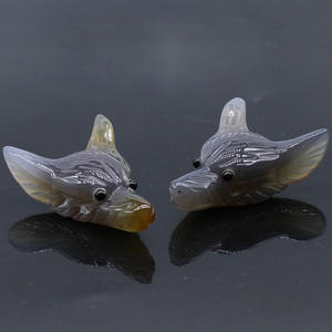 Huiying Prix de Gros Nouveauté Artisanat Feng Shui Têtes de <span class=keywords><strong>Loup</strong></span> en Pierre Naturelle de Guérison en Cristal Œil de Tigre Jaune - Product Image 4