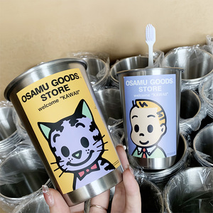 Osamu Goods Store - Vaso para enjuague bucal de acero inoxidable con diseño de dibujos animados para uso en el hogar y el dormitorio - Product Image 1