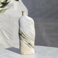 Merlin vivant main peinture Vase décor coucher de soleil océan abstrait artisanat en céramique décor à la maison fleur Vase Chaozhou usine en gros