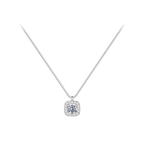 Collar de cubo de azúcar de moissanita de nicho de lujo de plata de ley 999, joyería de diseño Original versátil sofisticada minimalista - Product Image 2
