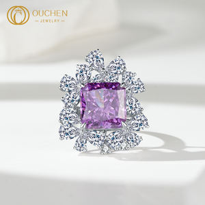 Оушен, фиолетовые кольца из циркония, в форме цветка, 18 карат, 14 карат, 9 карат, золотые украшения для женщин, известный бренд - Product Image 2