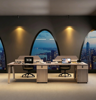 Ensemble de bureau de travail multi-personnes STG moderne à 6 places, avec cloison réglable et armoire, pour six employés
