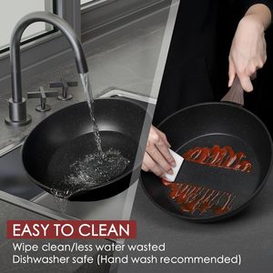 Kikcoin – Ensemble de 31 ustensiles de cuisine antiadhésifs <span class=keywords><strong>en</strong></span> <span class=keywords><strong>aluminium</strong></span> et acier au carbone, avec poêle grill, <span class=keywords><strong>casserole</strong></span>, plaque de cuisson et couvercles <span class=keywords><strong>en</strong></span> verre noir - Product Image 5