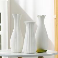 Grand vase de sol moderne et créatif pour la décoration de la maison, ensemble de 3 vases en céramique blanche pour le salon, pot de fleurs de style farmhouse