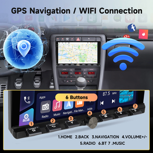 Podofo 9 ''4 + 64G 2 Din Android Car Stereo Radio Para Auto para Audi <span class=keywords><strong>A4</strong></span> 2004-2008 Wireless <span class=keywords><strong>CarPlay</strong></span>/Android Auto Piano Key GPS WIFI - Product Image 3