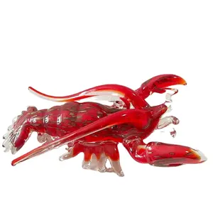 Hand Blown Glass Red Lobster Murano Glass Decorative Glazing