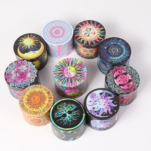40mm 50mm 55mm 63mm Full Printing 4 Layers Zinc Alloy Metal Classic <b>Herb</b> <b>Grinder</b> Model 007 Wholesale Dry Tobacco Crusher Spice - Product Image 5