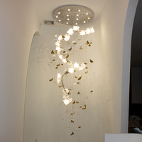 Lustre moderne en forme de branche de fleur, lampe suspendue florale personnalisée pour hôtel, hall d'entrée, villa, salle de mariage, décoration et éclairage