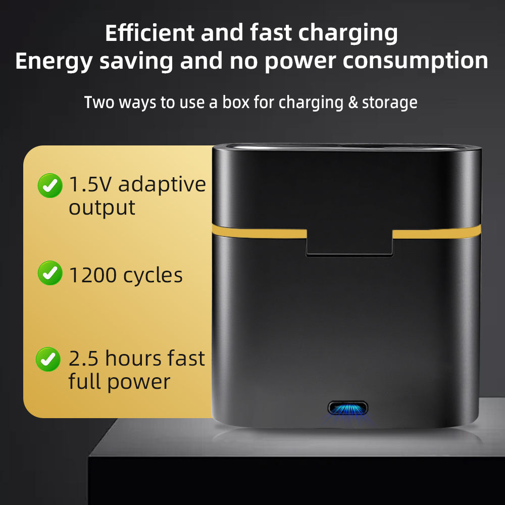 Hongdak 1.5V Long Lasting & Fast Charging for Microphones & Cameras 8-Pack Eco-Friendly USB Rechargeable AA Lithium Battery Set