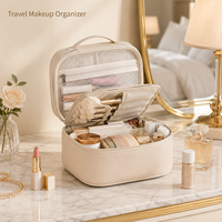 Nouvelle Trousse de Maquillage Portable Grande Capacité en PU avec Fermeture Éclair, Sac de Voyage pour Pinceaux et Cosmétiques