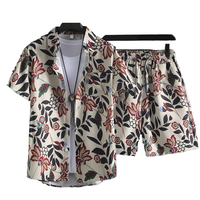 Conjunto de Camisa y Pantalón Casual de Playa para Hombre, Estilo Hawaiano, Estampado Digital, Tejido Transpirable 100% Poliéster, Venta al Por Mayor