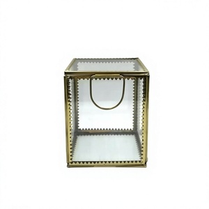 Boîte à bijoux classique en métal, forme cube avec couvercle, écologique, légère, décorative, pour colliers, montres, bijoux, boîte de rangement - Product Image 1
