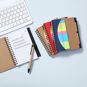 Cuaderno Personalizado de Papel Kraft con Tapa Dura, Espiral Metálica, Regla y Notas Adhesivas, Cuaderno Promocional para Empresas con Bolígrafo - Product Image 3