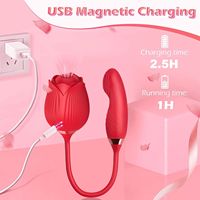 Rosenförmiger 2-in-1 Vagina-Saugvibrator mit Nippel- und Klitoris-Stimulation, 10 Kraftvolle Stoß- und Vibrationsmuster, Sexspielzeug