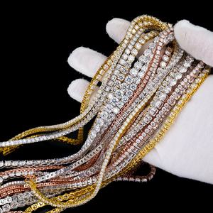 Cadena de Tenis de Moissanita de 4 mm, 16/18/20/22/24 Pulgadas, Cadena Hiphop, Joyería Chapada en Oro de Plata 925 - Product Image 3