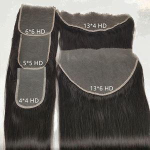 Ren Phía Trước Đóng Cửa Thẳng Phía Trước Trong Suốt Ren HD Ren Phía Trước Với Mái Tóc Bé 100% Tóc Con Người - Product Image 5