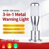 Lampu Menara LED Tiga Warna Aluminium 50mm Lapis Tunggal dengan Alas Lipat & Buzzer, Lampu Peringatan Sinyal Keselamatan untuk Mesin Perkakas