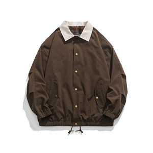 Veste en cuir rétro pour homme avec logo personnalisé, nouvelle collection printemps-automne 2025, style chasse, effet ciré, manteau trench-coat élégant - Product Image 3