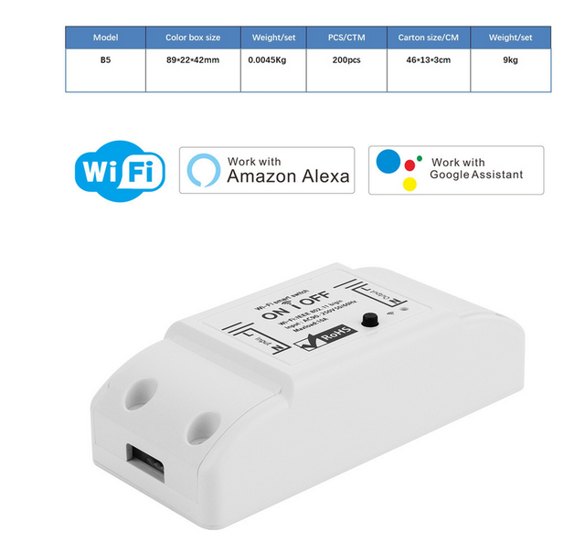 Tuya 10A Wifi DIY Smart Wireless Remote Control Switch Smart Life App Light Module Work with Alexa Google Home