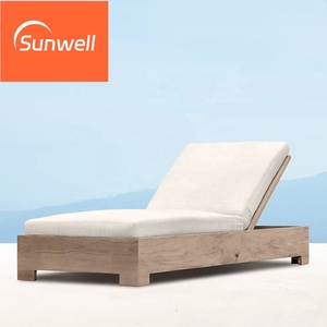 Tumbona de madera de teca de estilo moderno con marco de madera, juegos de salón de jardín para hoteles al aire libre, parques, patios, villas, piscinas - Product Image 2