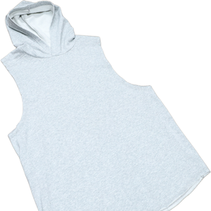 Sweat-shirt à capuche sans manches pour homme, gris, en coton éponge, logo personnalisé, vêtements décontractés d'été - Product Image 4