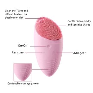 Waterproof Washing <b>Mini</b> Electric Silicone Face Massage Face Cleansing Brush Sonic <b>Vibration</b> Deep Pore Cleaner Tools - Product Image 2