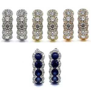 HK & China 100% diamant naturel 18K or blanc solide pavé bijoux fins populaire déclaration boucles d'oreilles pour les filles pour les mariages fêtes - Product Image 4