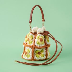 Bolso de Hombro Tejido a Mano de Estilo Intelectual y Artístico, Bolso de Mujer con Cordón Ajustable, Accesorio de Moda de Ganchillo con Diseño de Caleidoscopio - Product Image 5