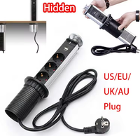 Multiprise escamotable standard FR avec trou de 80 mm, prise de bureau encastrée rétractable avec USB, idéale pour la maison et le bureau