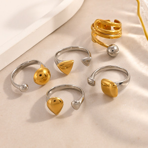 Geometric Stainless Steel <b>Ring</b> Gold Silver Color Multi Layered Circular Lines Unisex Fashion Jewelry Gift - Product Image 2