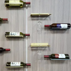 קיר רכוב יין מתלה תעשייתי מתכת יין Rack מחזיק מודרני קיר הר יין מחזיק עבור בית מטבח סלון קפה