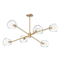 Lámpara de Techo LED Moderna de Diseño Simple y Creativo, con Múltiples Bombillas y Pantalla de Cristal