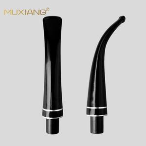 Muxiang Straight And Curved Stem 9mm Filter Pipe Mouthpiece With Silver Metal Ring Reusable Smoking Accessory - Product Image 1
