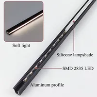 Barre lumineuse LED ultra-fine à haute luminosité intégrée pour vitrine, éclairage invisible DC12V, profil en aluminium, éclairage dissimulé
