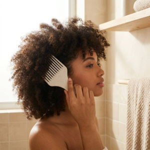 Peigne Afro Antistatique en Paille de Blé Naturelle, Brosse Légère pour Lisser les Cheveux, Portable - Product Image 6