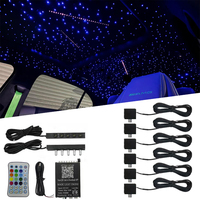 Kit d'éclairage LED à fibres optiques 16W RGBW effet ciel étoilé pour plafond de voiture, contrôle via APP/télécommande/voix, DC12V, 2m, 1600 étoiles, IP20, intensité variable