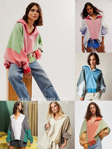 <span class=keywords><strong>Felpa</strong></span> da donna con <span class=keywords><strong>collo</strong></span> <span class=keywords><strong>a</strong></span> <span class=keywords><strong>collo</strong></span> alto in pile retrò Color Patchwork manica lunga <span class=keywords><strong>a</strong></span> sbuffo <span class=keywords><strong>felpa</strong></span> ampia per camicetta Casual - Product Image 4